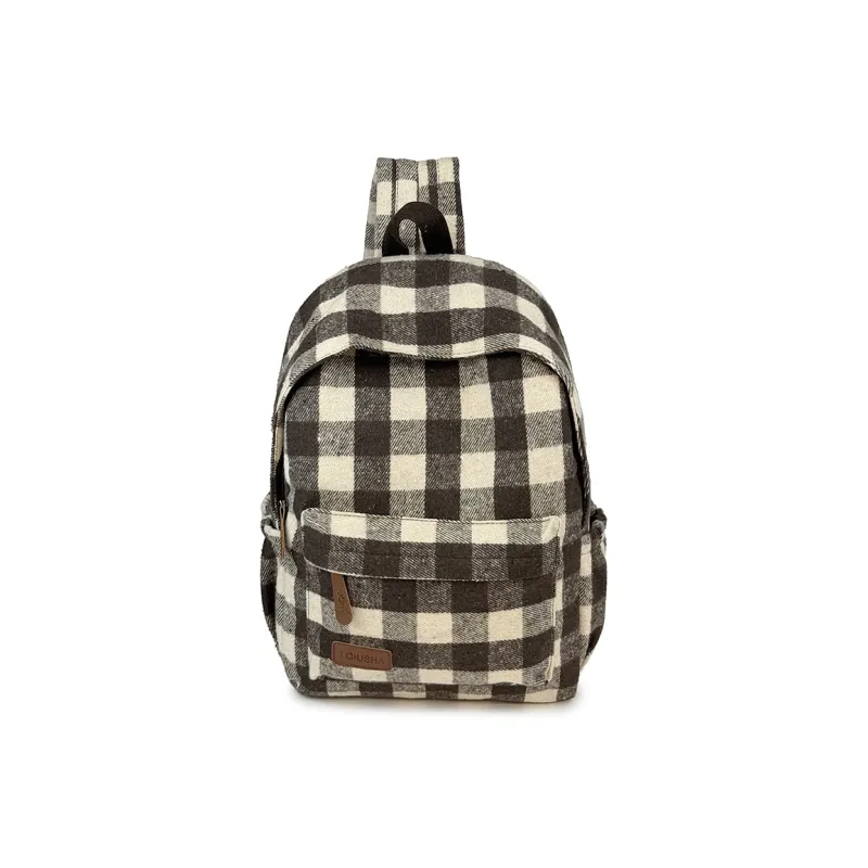 OURFUN Nylon Backpack Unisex Red Stripes/Green Stripes/Blue Stripes/Black White/Khaki-12