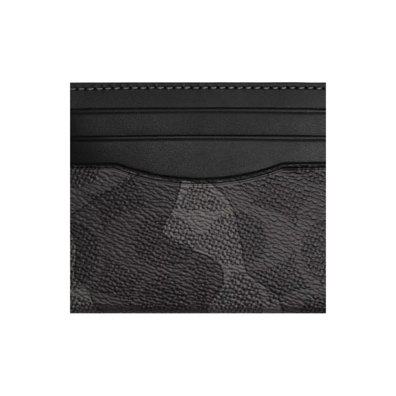 COACH Coated Canvas With Calfskin Card Holder Mini Unisex Gray-2
