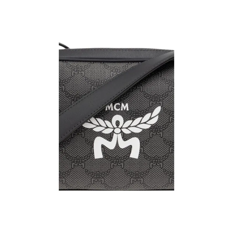 MCM Canvas With Leather Shoulder Bag, Fanny Pack Trumpets Unisex Dark Gray-3