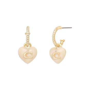 COACH Resin Brass Windshield Washer Fluid Crystal Plastic Earrings Unisex Gold
