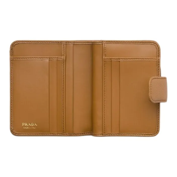 PRADA Vitello Dino Cow Leather Wallet Unisex Camel-3