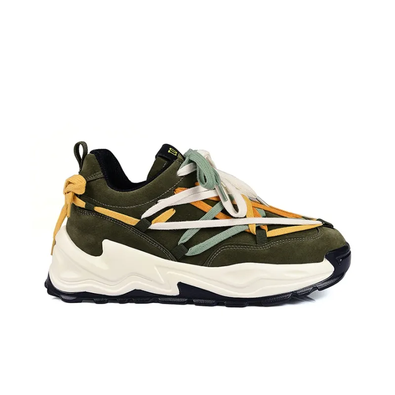 OUBT Niche Lace Up Design Height Increasing Lightweight Breathable Low Top Chunky Sneakers Men's-13