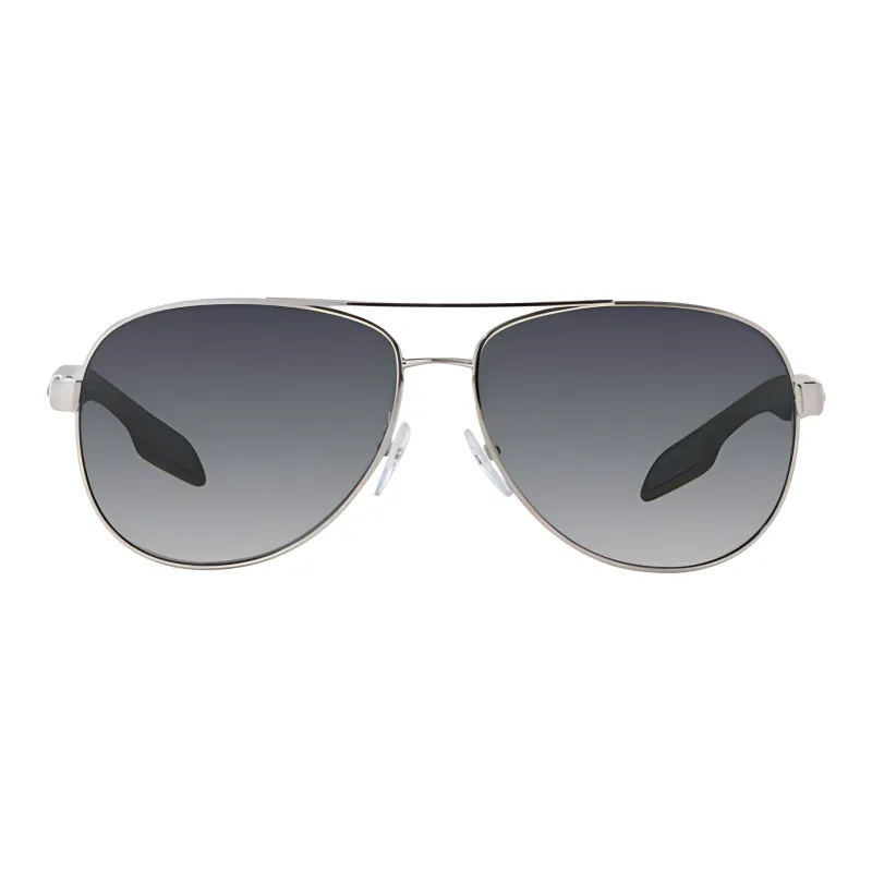 PRADA Plastic Metal Irregular Shape Sunglasses Men's Silver-1