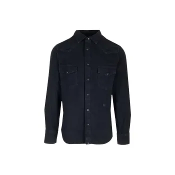 JACOB COHEN Long Sleeved Curved Hem Denim Shirt
