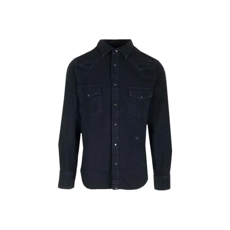 JACOB COHEN Long Sleeved Curved Hem Denim Shirt-0