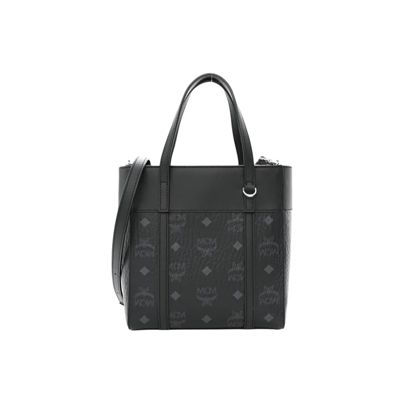 MCM Leather With Calfskin Basket Bag, Tote Bag, Shopping Bag, Shoulder Bag, Crossbody Bag, Handbag Mini Women's Black-0