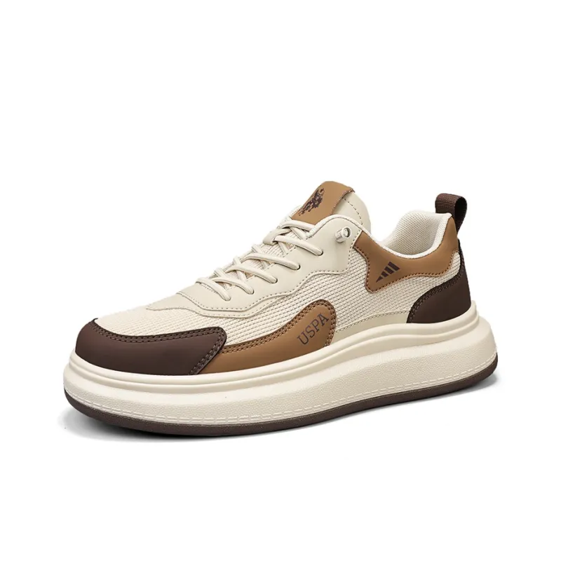 U.S. POLO ASSN. Coverage Slip Resistant Cushioning Lightweight Breathable Low Top Skateboard Shoes Men's Apricot Coffee-1