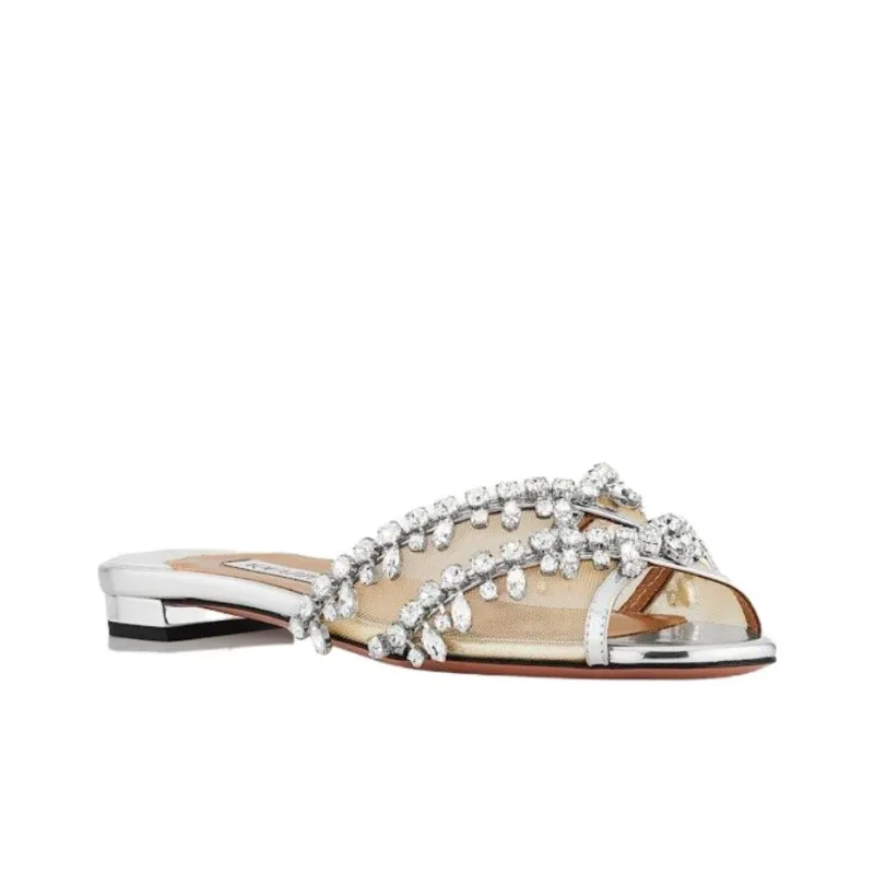 AQUAZZURA Slide Slippers Women's Silver-2