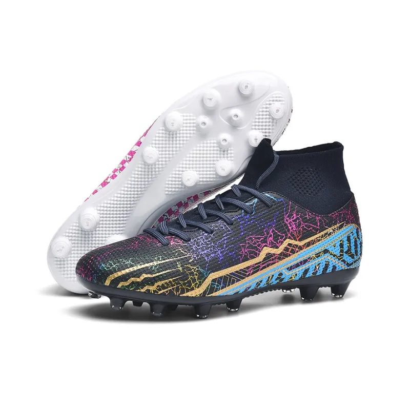 QIUTEXIONG Soccer Shoes Unisex High Top White/Black/Aqua/Mismatched-45