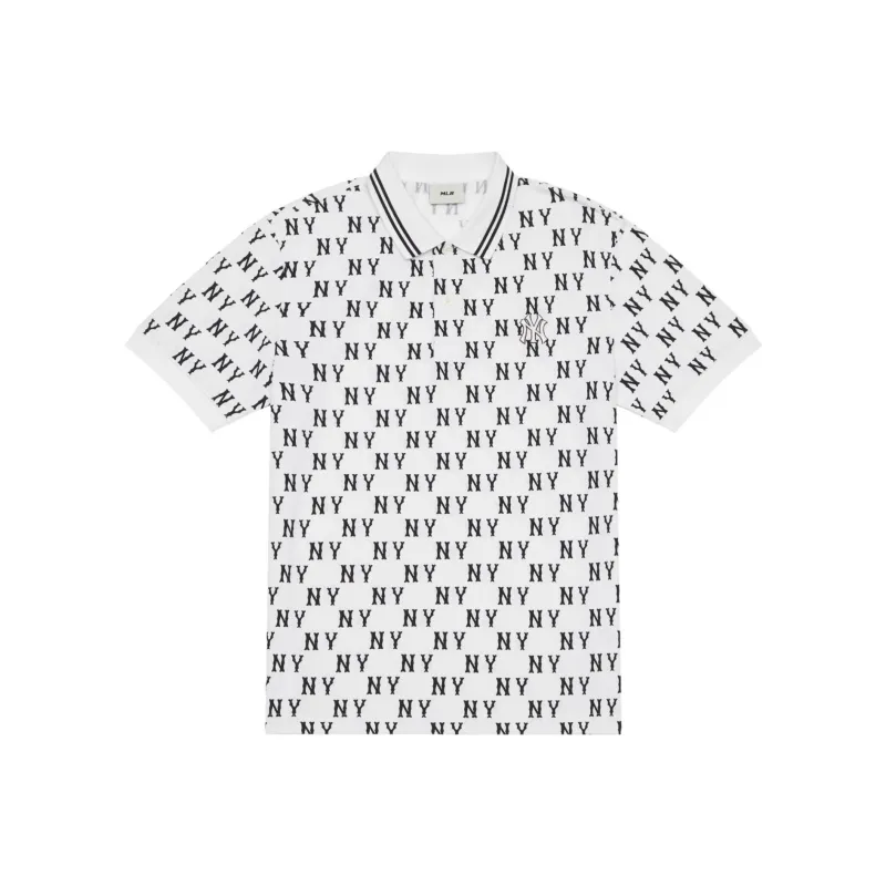 MLB MONOGRAM Collection New York Yankees SS24 Polo Shirt Unisex Ivory White-0
