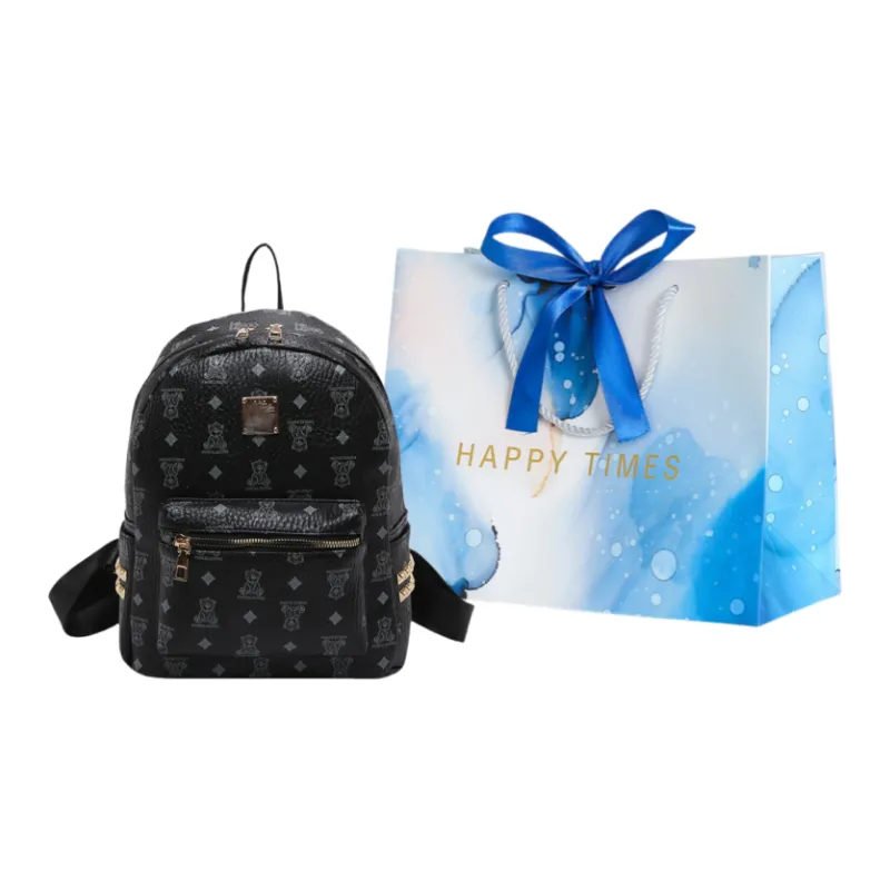 ROUNDOT PU Backpack Regular Women's Ecru/Black/Yellow-6