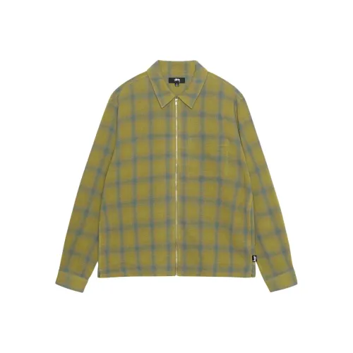 Stussy Plaid Twisted Yarn Zip Shirt
