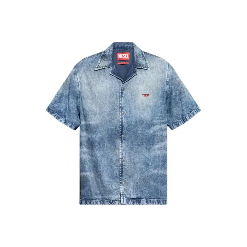 DIESEL D Nabil Fsg Distressed Denim Bowling Shirt