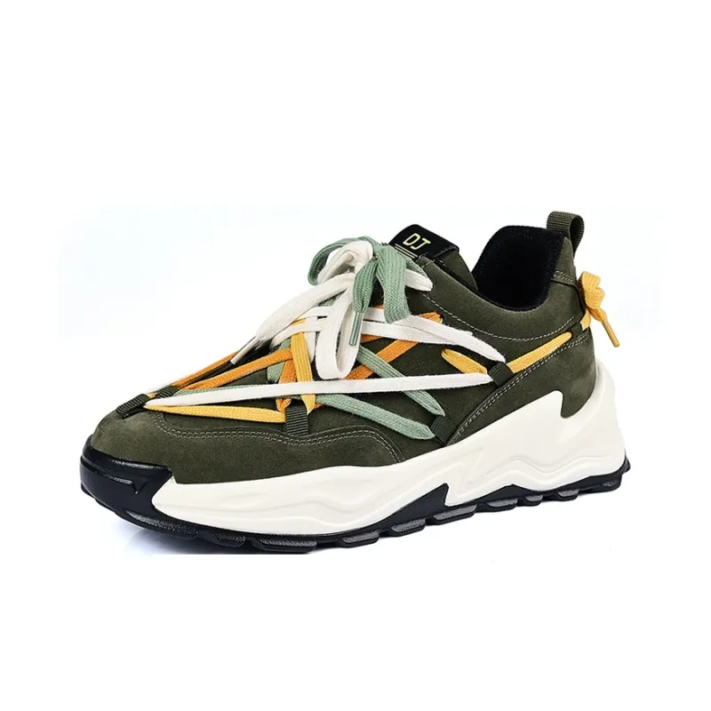 OUBT Niche Lace Up Design Height Increasing Lightweight Breathable Low Top Chunky Sneakers Men's-14