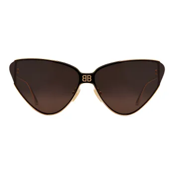 Balenciaga Metal Nylon Irregular Shape Sunglasses Unisex Gold