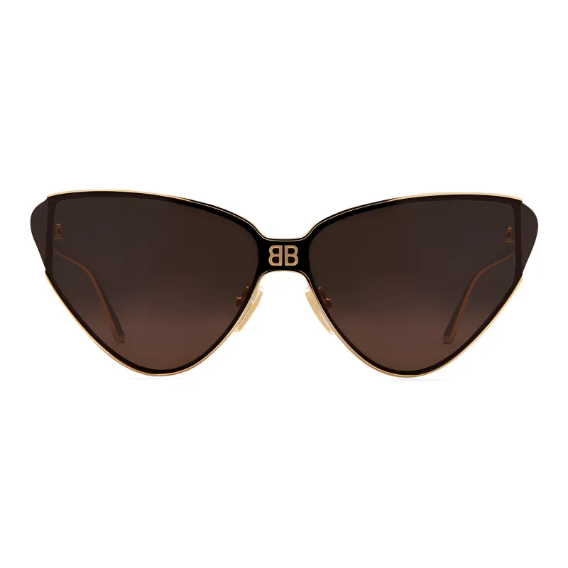 Balenciaga Metal Nylon Irregular Shape Sunglasses Unisex Gold-0