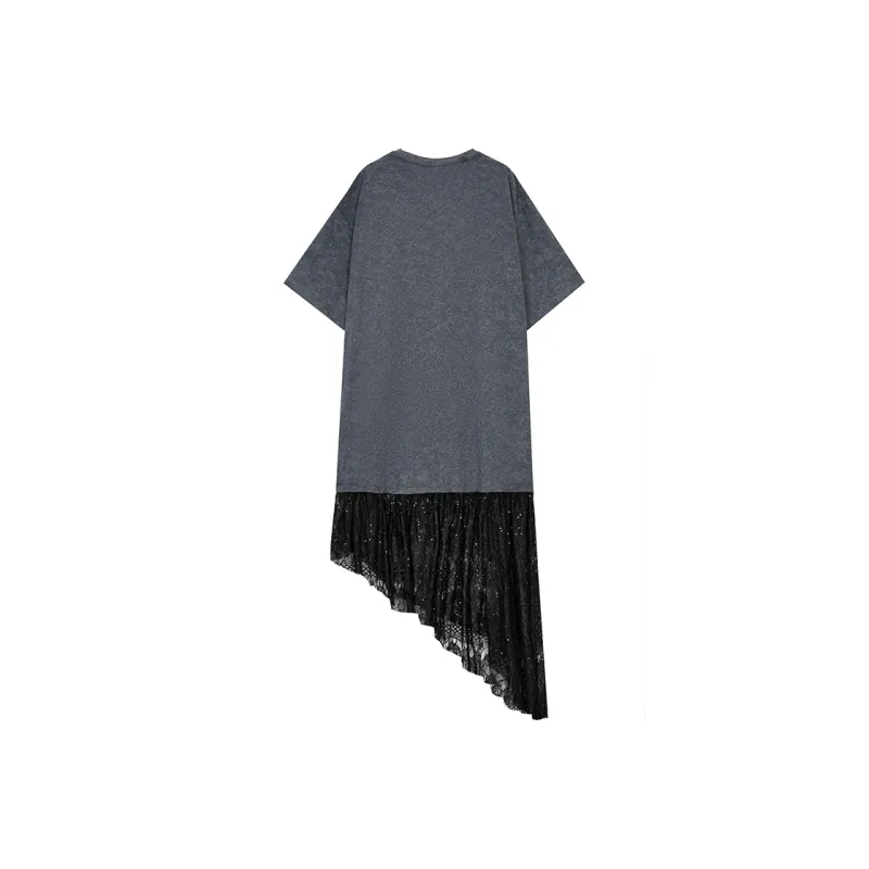 ELF SACK Short Sleeved Dress Women's Elegant Black Gray-1