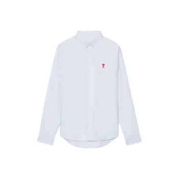AMIPARIS Paris Ami De Coeur Striped Logo Embroidered Shirt