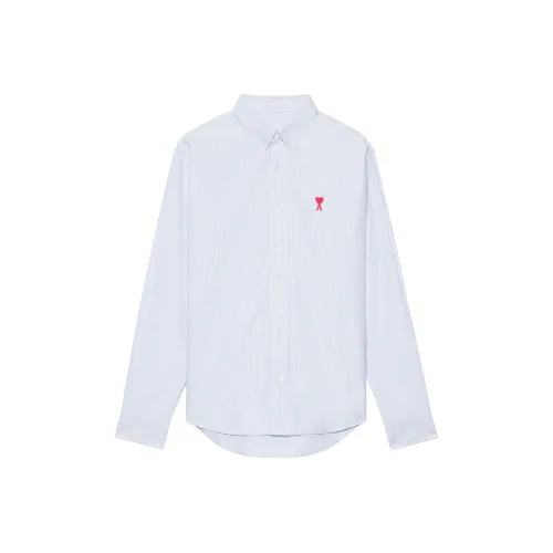 AMIPARIS Paris Ami De Coeur Striped Logo Embroidered Shirt