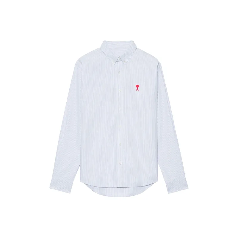 AMIPARIS Paris Ami De Coeur Striped Logo Embroidered Shirt-0