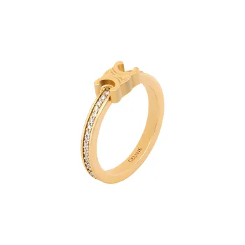 CELINE Triomphe Sparkle Ring In Strass And Brass With Gold Finish