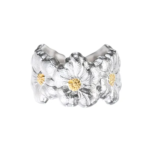 BUCCELLATI 925 Sterling Silver, Gold Plated, Color Gemstone, Diamond Rings Unisex Silver