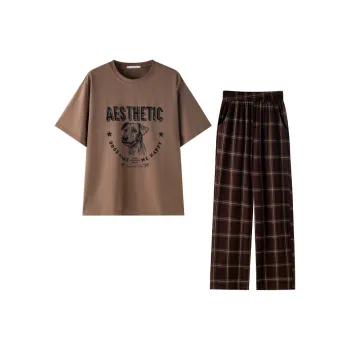 MEITENG Pajama Set Women's Brown