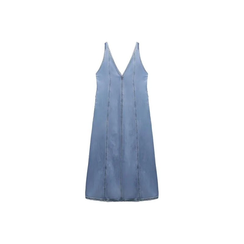 ZARA Sleeveless Dresses Women's Denim Blue-1