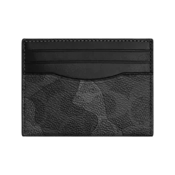 COACH Coated Canvas With Calfskin Card Holder Mini Unisex Gray