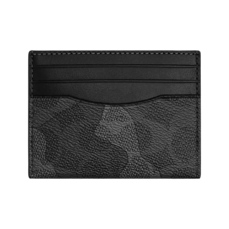 COACH Coated Canvas With Calfskin Card Holder Mini Unisex Gray-0