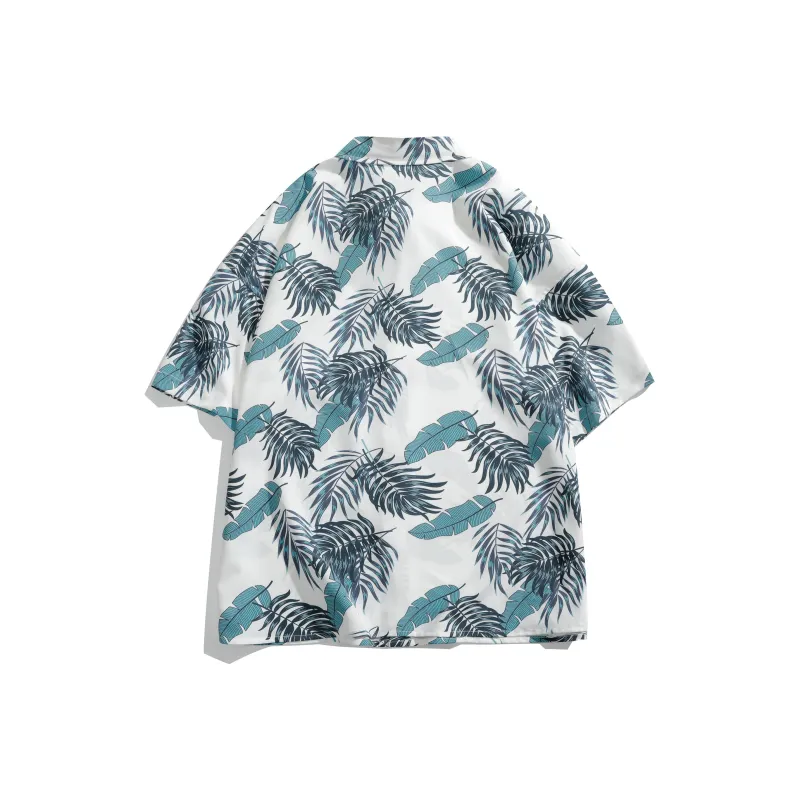 ROBINHOOD Shirt Unisex White Tropical Leaf-1