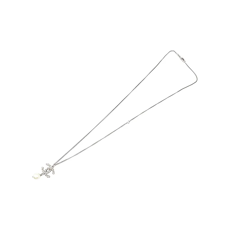 CHANEL 2015 Cc Faux Pearl Pendant Costume Necklace-1