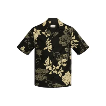 Moncler Floral Printed Box Pleated Shirt