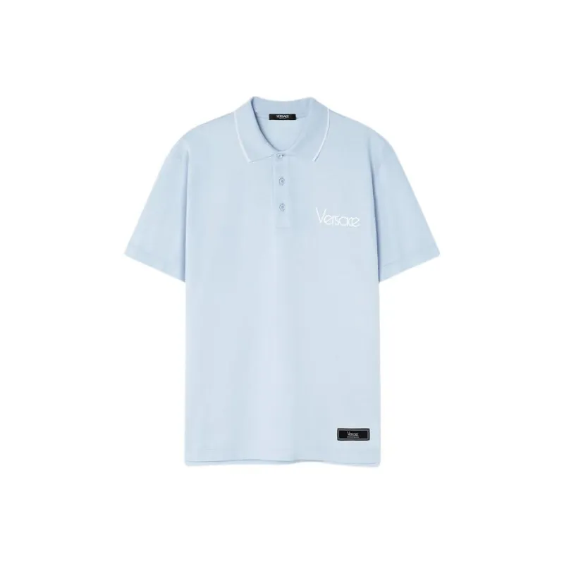VERSACE Logo-embroidered Cotton Polo Shirt-0