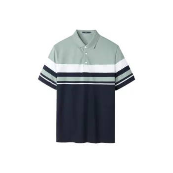 HLA Polo Shirts Men Light Green Stripes 73