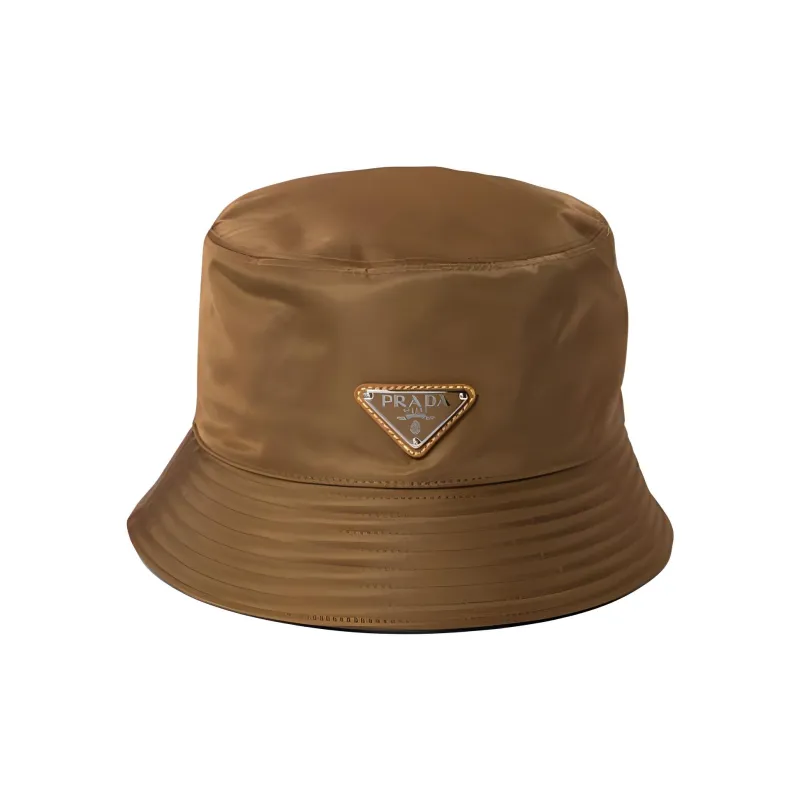 PRADA Re Nylon Triangle Logo Bucket Hat-1