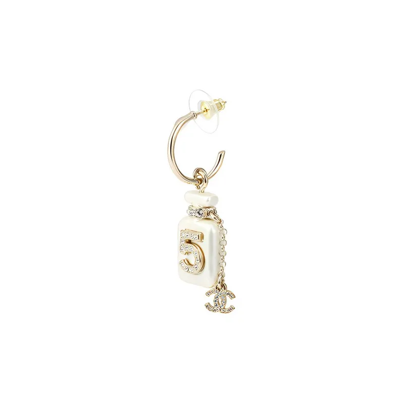 CHANEL Metal Earrings Women's White-1