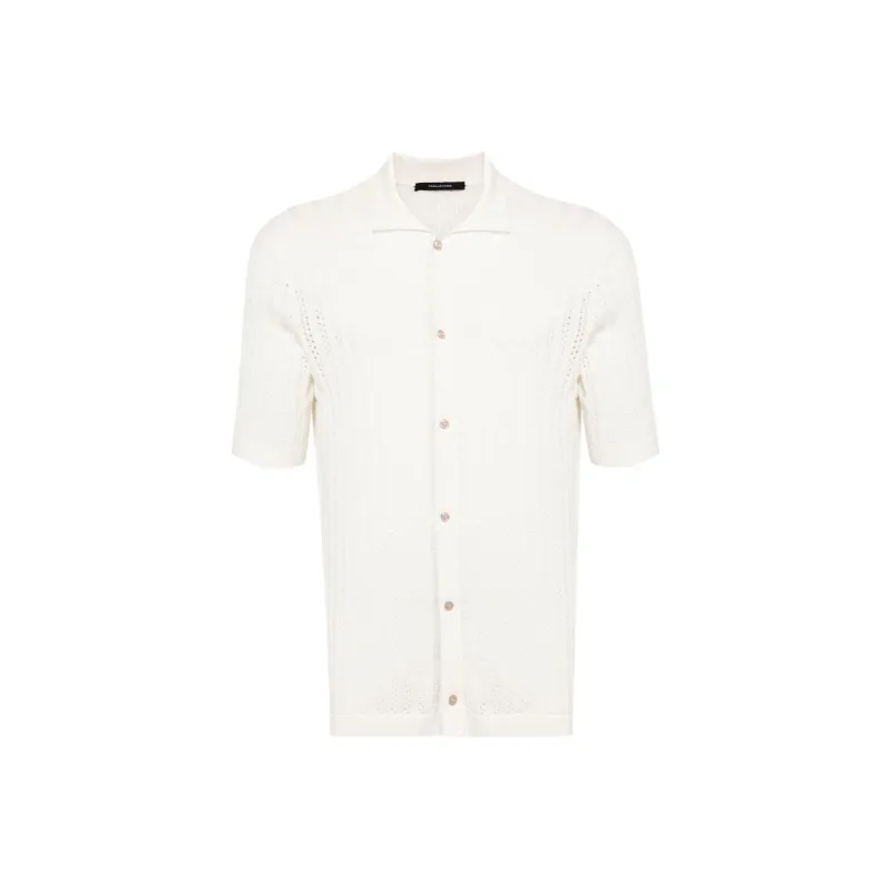 Tagliatore Jesse Pointelle-knit Polo Shirt-0