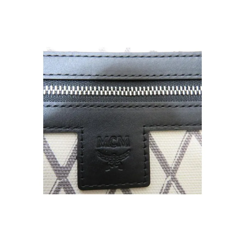 MCM Coated Canvas With Nappa Leather Tote Bag, Shopping Bag, Handbag, Shoulder Bag Women's Black-4