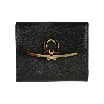 FERRAGAMO Cow Leather Wallet Mini Women's Black