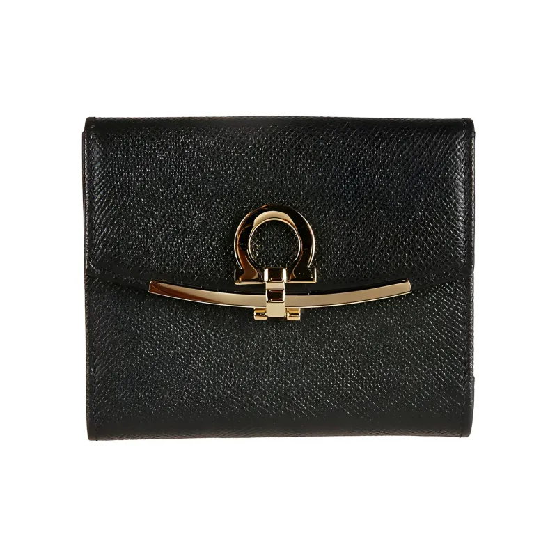 FERRAGAMO Cow Leather Wallet Mini Women's Black-0