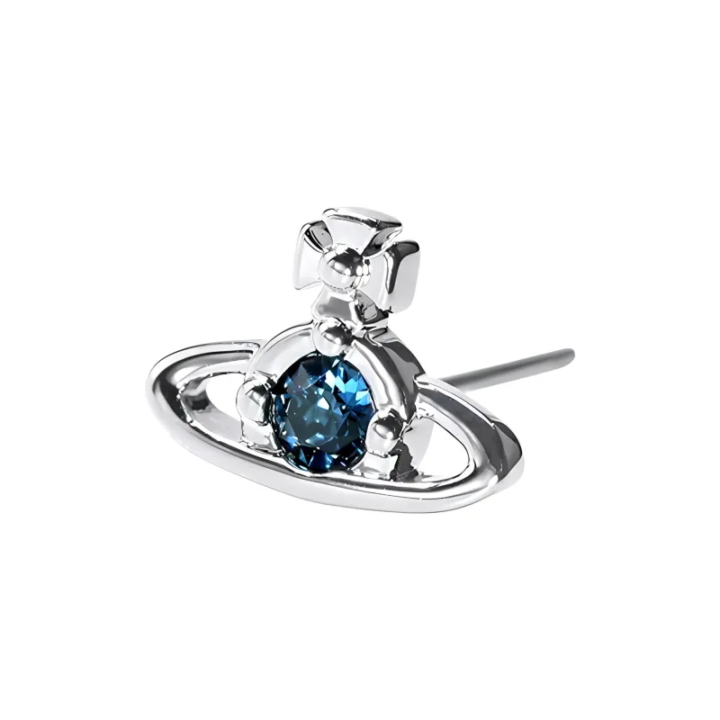 Vivienne Westwood Crystal Stud Earrings Unisex Silver-4