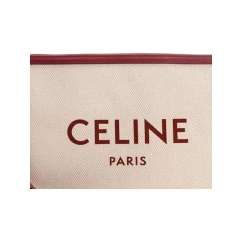 CELINE Fabric With Cow Leather Clutch Small Size Women's Red-4