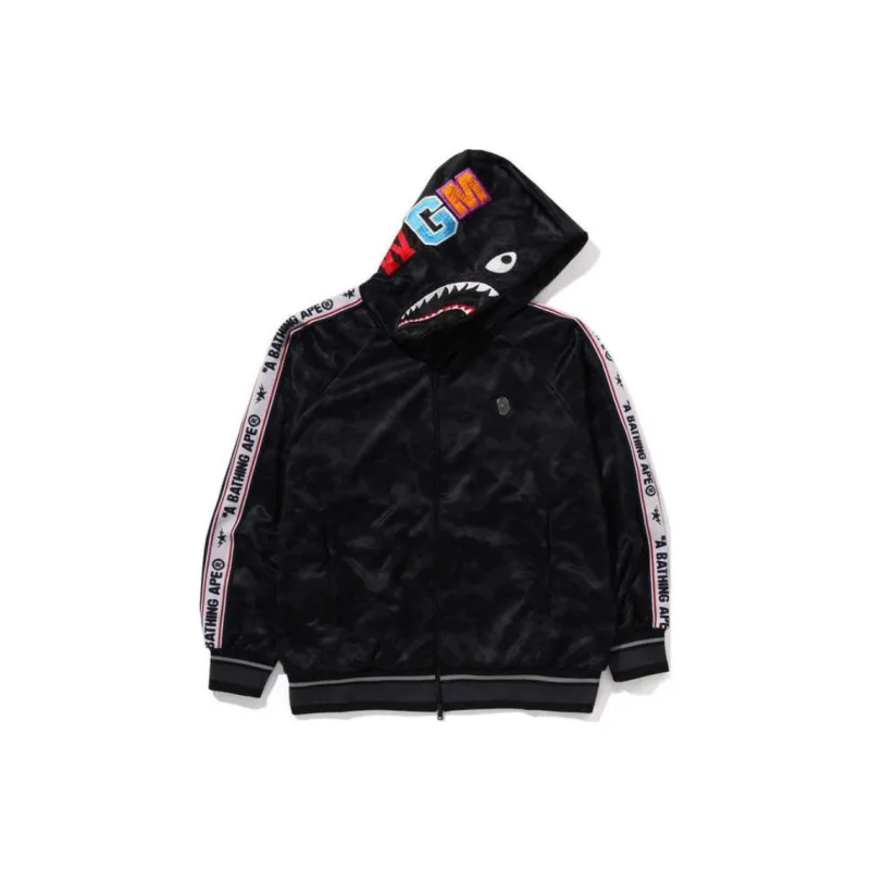 A BATHING APE Solid Camo Relaxed Fit Shark Full Zip Hoodie-3
