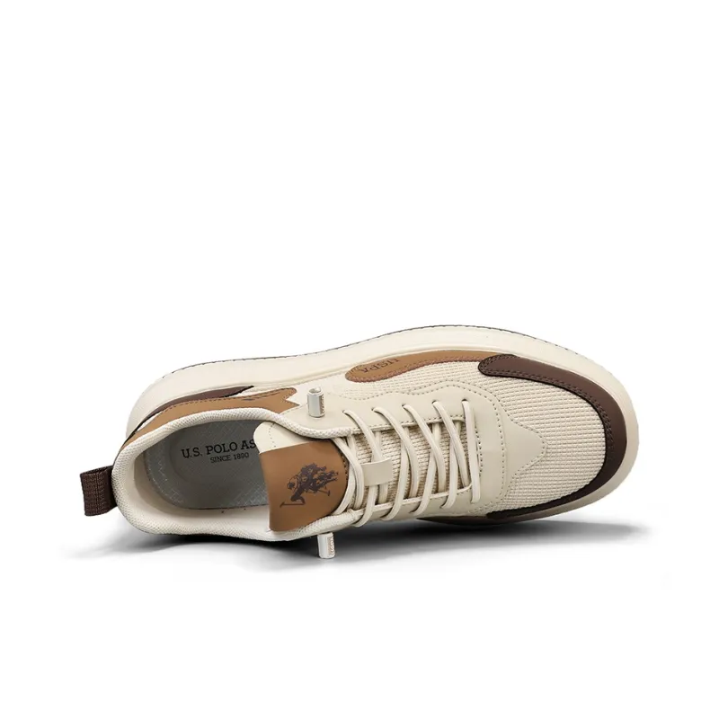 U.S. POLO ASSN. Coverage Slip Resistant Cushioning Lightweight Breathable Low Top Skateboard Shoes Men's Apricot Coffee-4