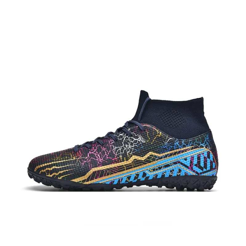 QIUTEXIONG Soccer Shoes Unisex High Top White/Black/Aqua/Mismatched-6