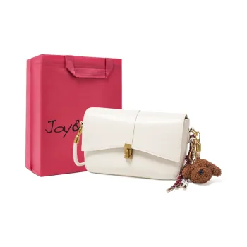 Joy&Mario Synthetic Leather Handbag, Shoulder Bag Regular Women's Off White/Classic Black