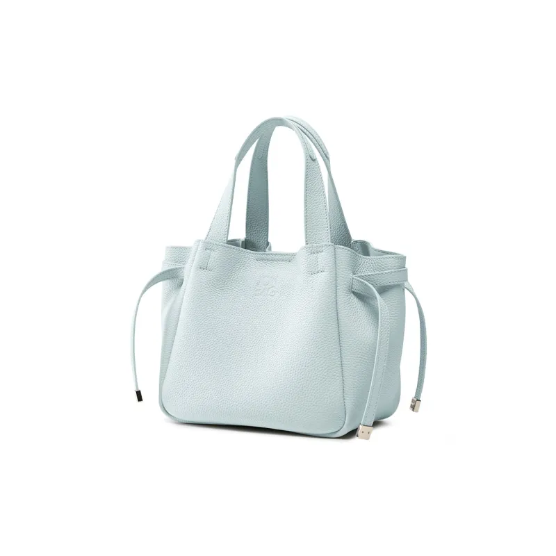 JONBAG Cow Leather Basket Bag, Shoulder Crossbody Handbag Women's Heather Blue/White-1
