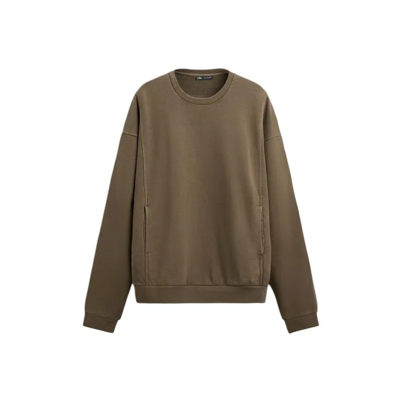 ZARA Sweatshirts Men Brown-0