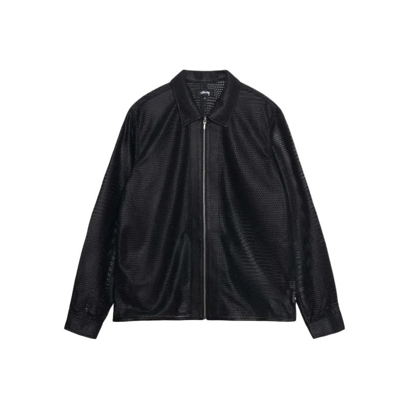 Stussy Perforated Leather Zip Shirt-0